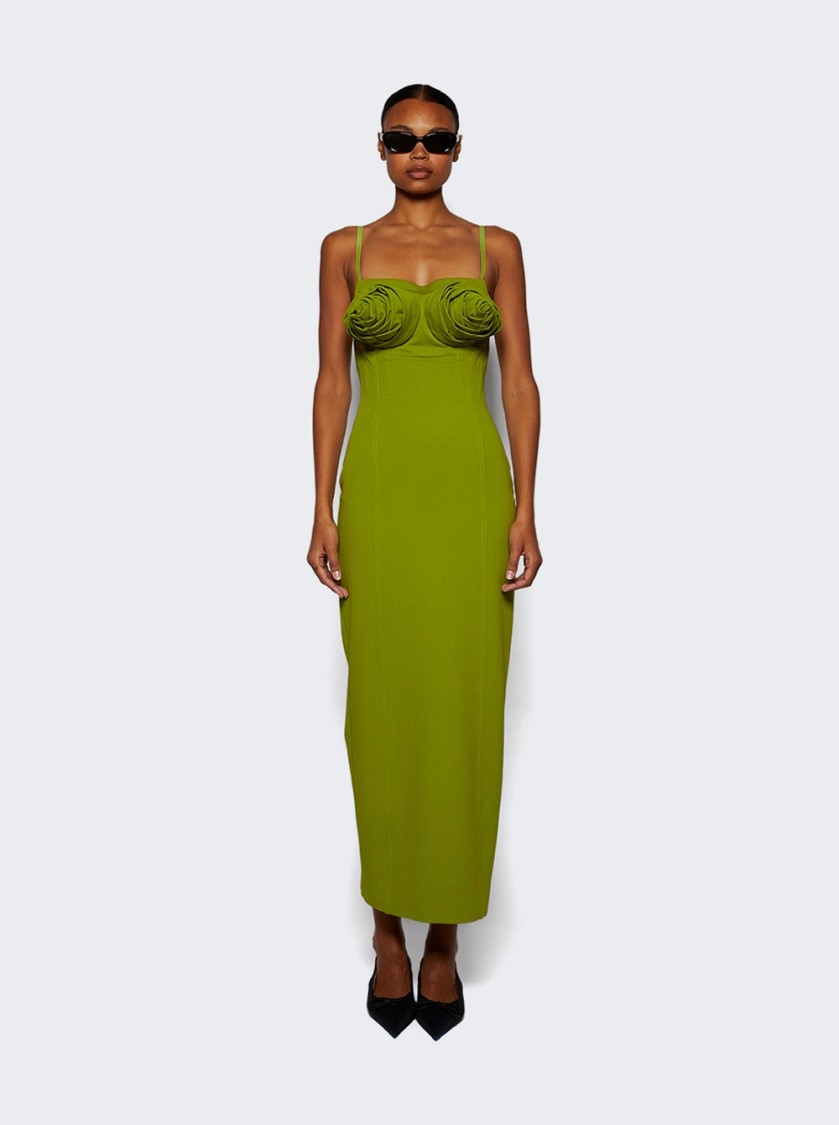 Shop Jean Paul Gaultier Conical Bra Cup Dress Acid Green