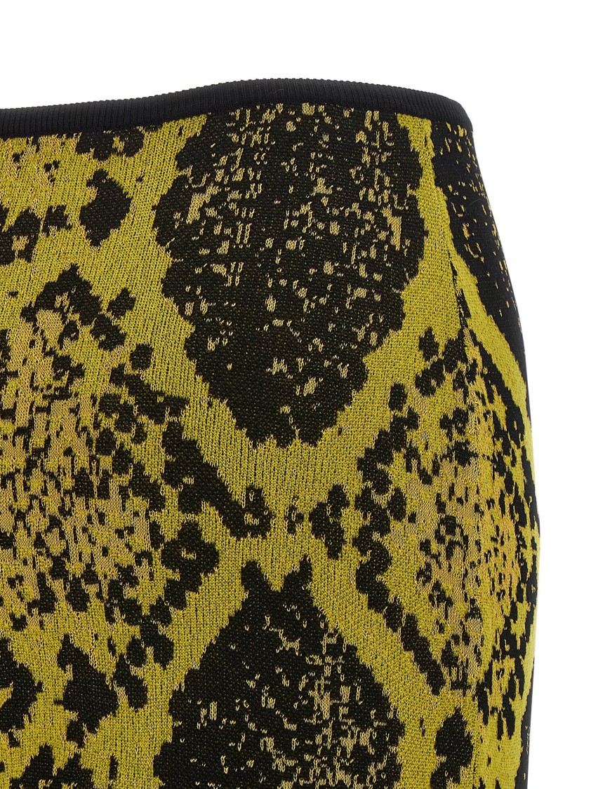 Attico Knee-length Bodycon Python Print Skirt In Black