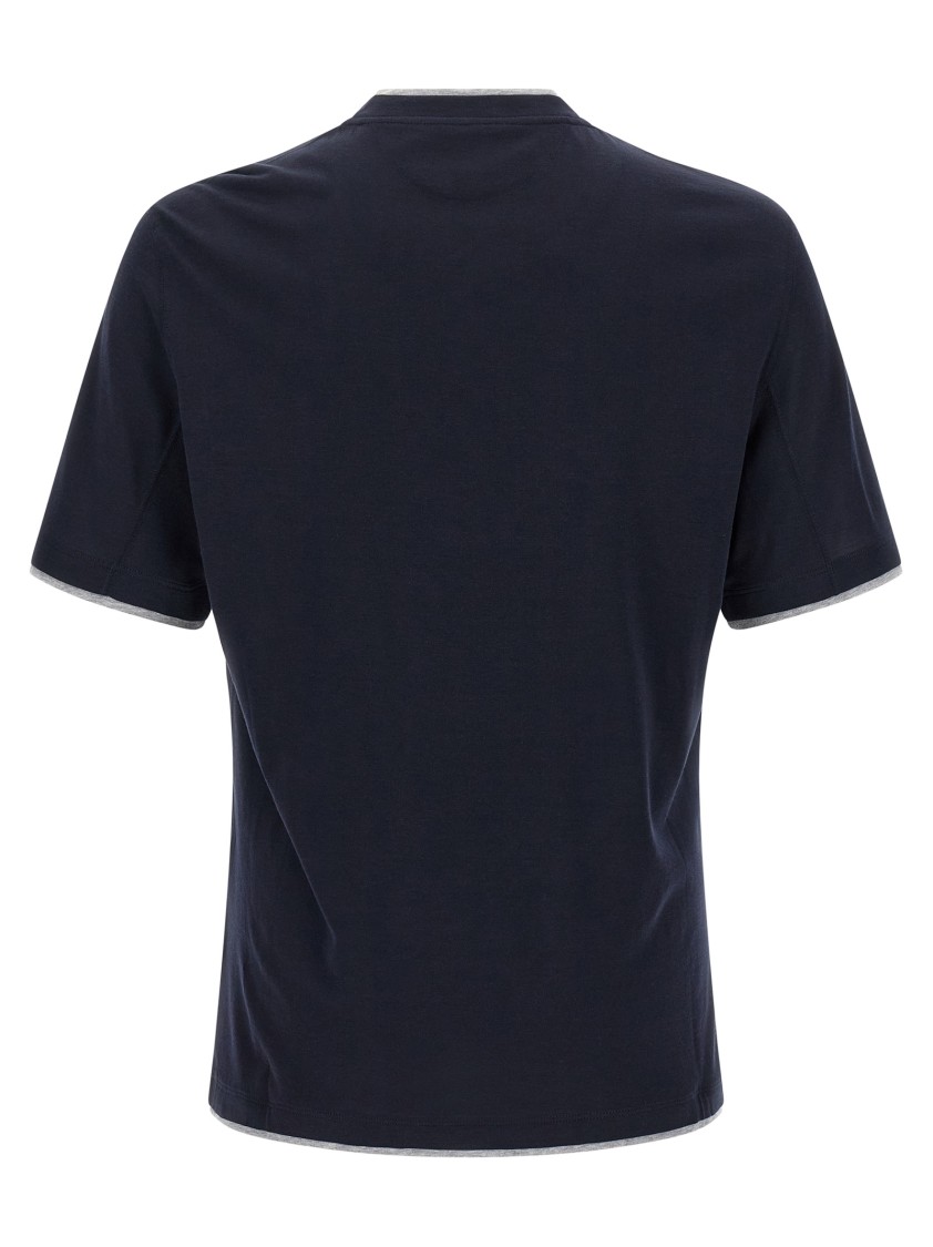 Brunello Cucinelli Double Layer T-shirt In Blue