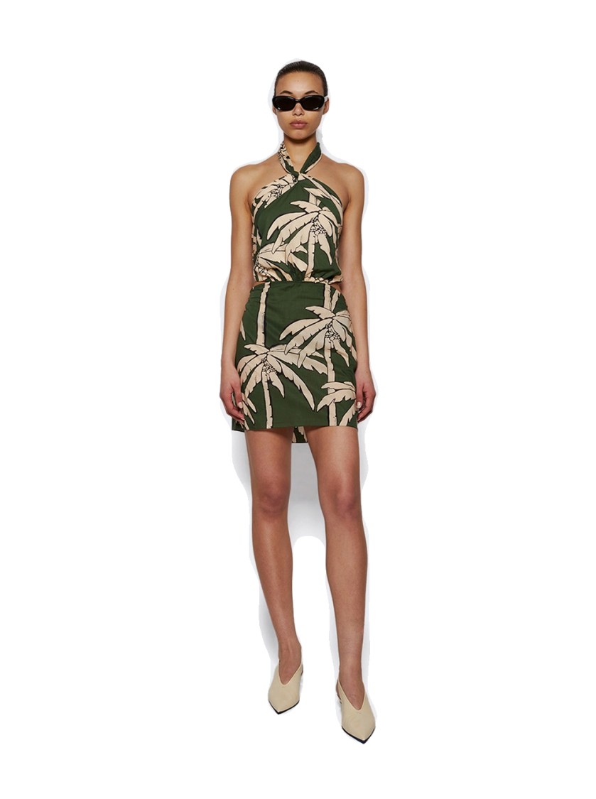 Johanna Ortiz Heart Pirate Mini Dress Green And Ecru In Green