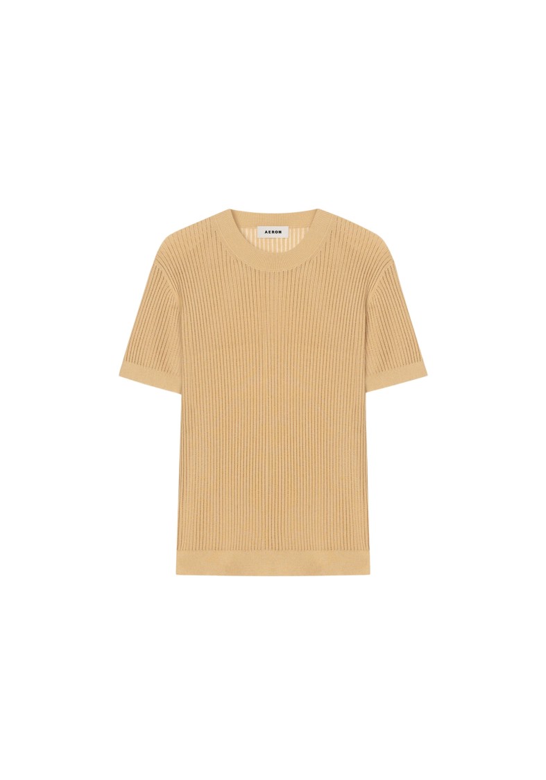 Shop Aeron Shalott - Ribbed Relaxed T-shirt In Neutrals