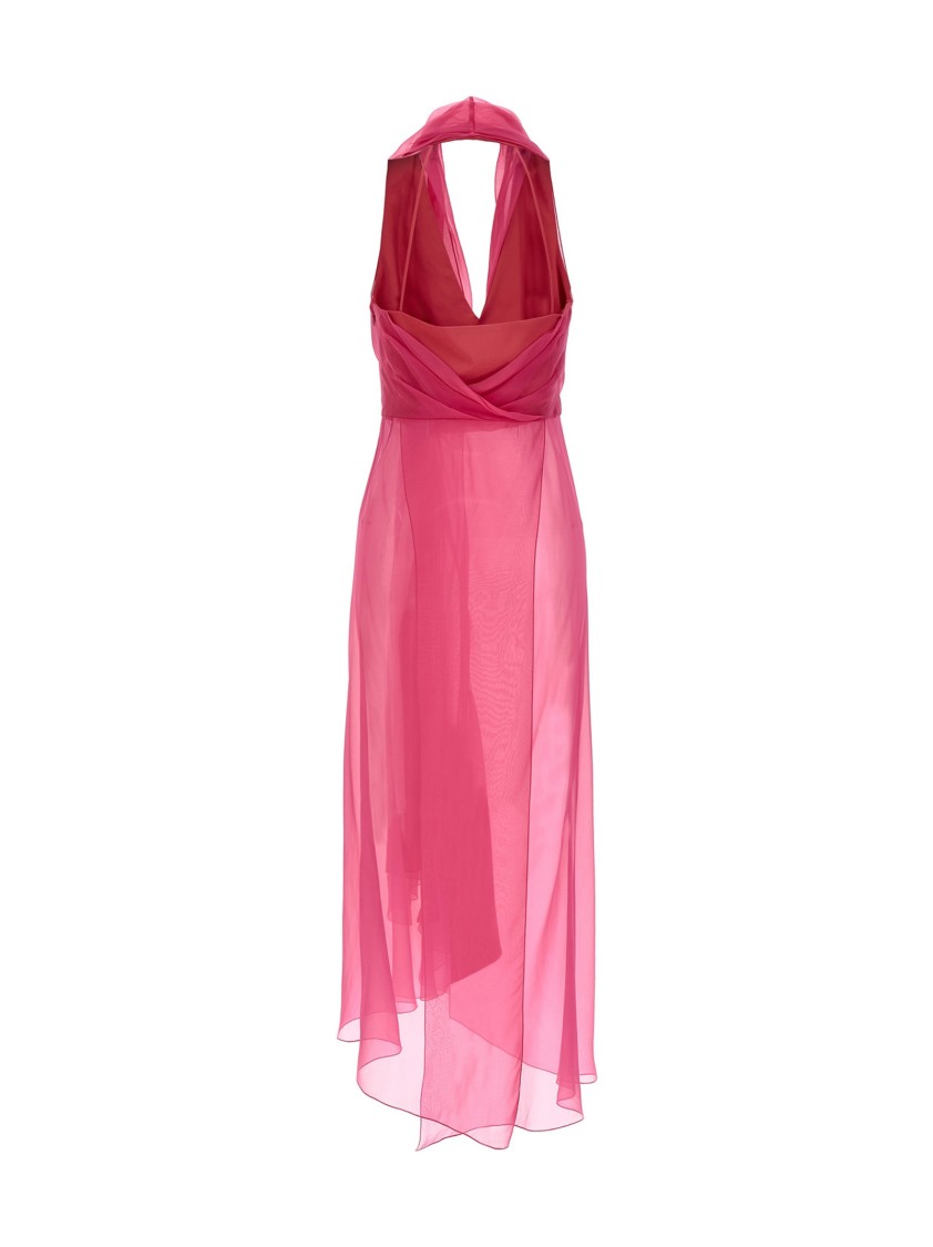 Alberta Ferretti Silk Chiffon Top With Draping In Pink