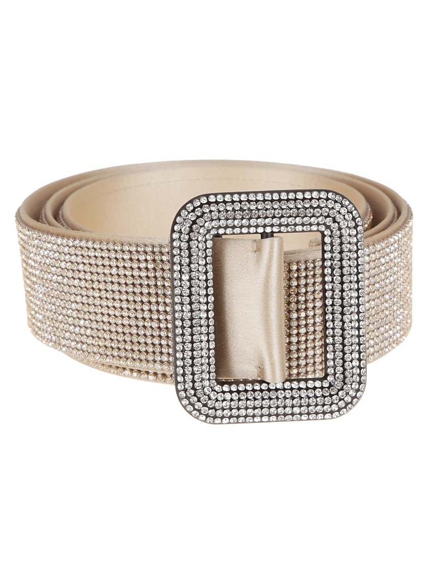 Benedetta Bruzziches Pink And Purple Silk Belt With Rhinestone Mesh In Pink