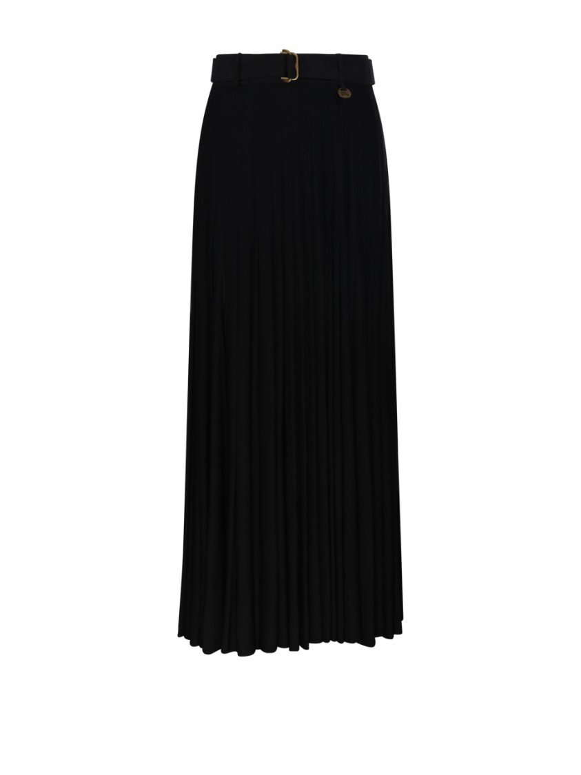 Burberry Bar Pleated Maxi Skirt With Belt In Black