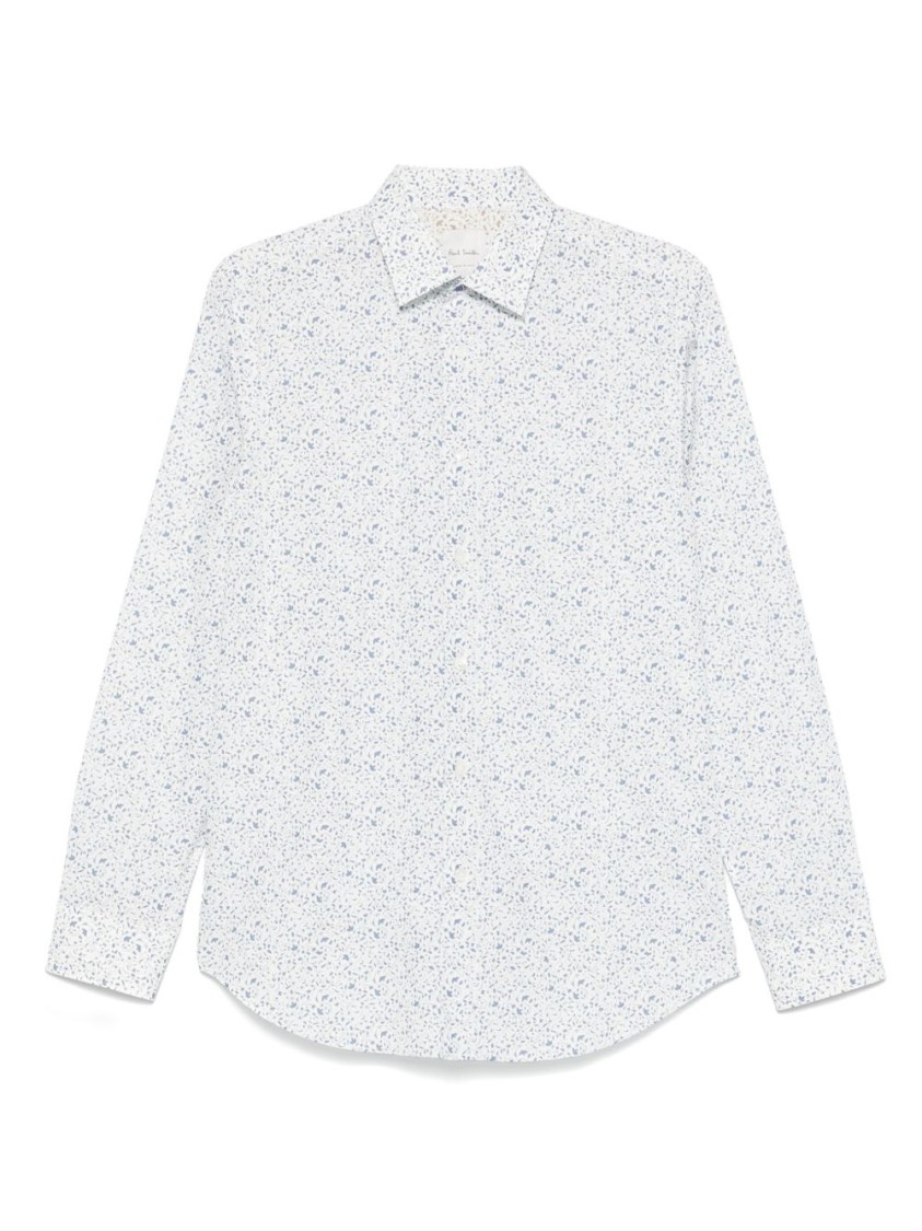 Shop Paul Smith Tailored Fit Shirt With Delicate Floral Pattern In Blue