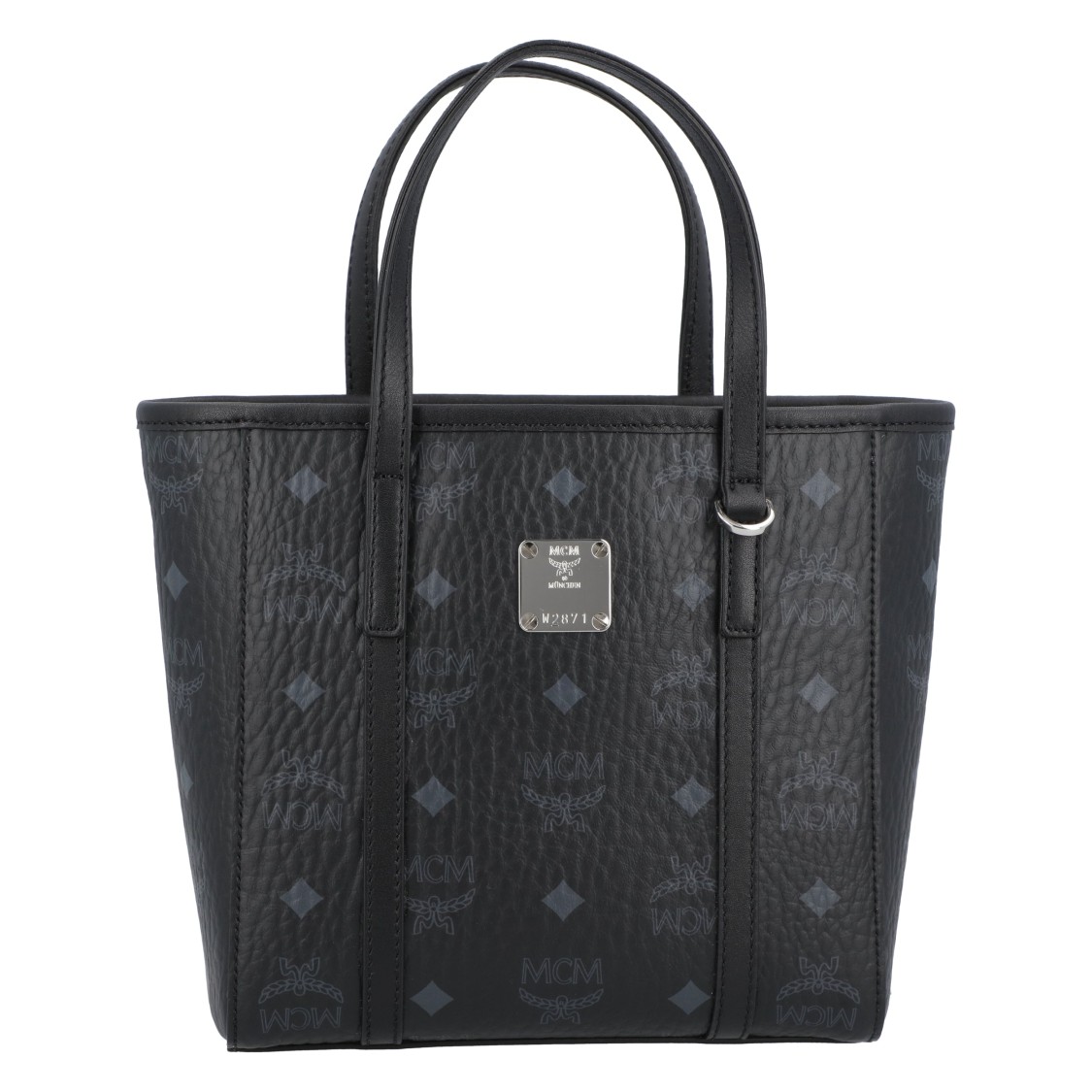 Mcm Structured Shoulder Bag With Textured Finish In Black