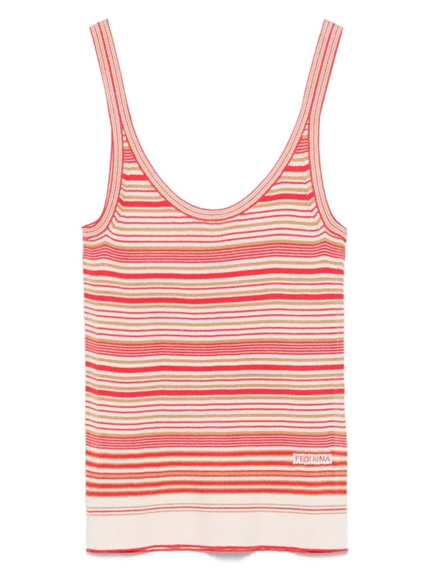 Fendi Multi Stripes Top In Red