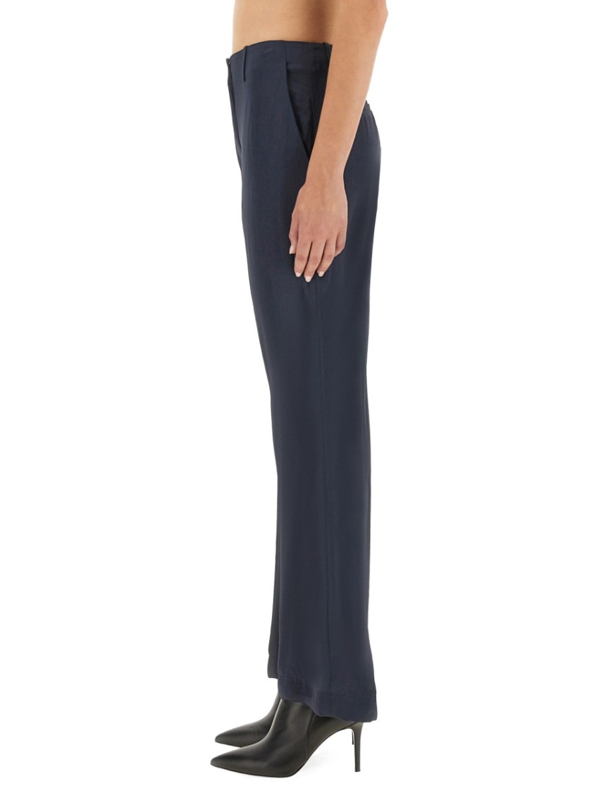 Theory Tailored High Waist Wide Leg Trousers In Blue