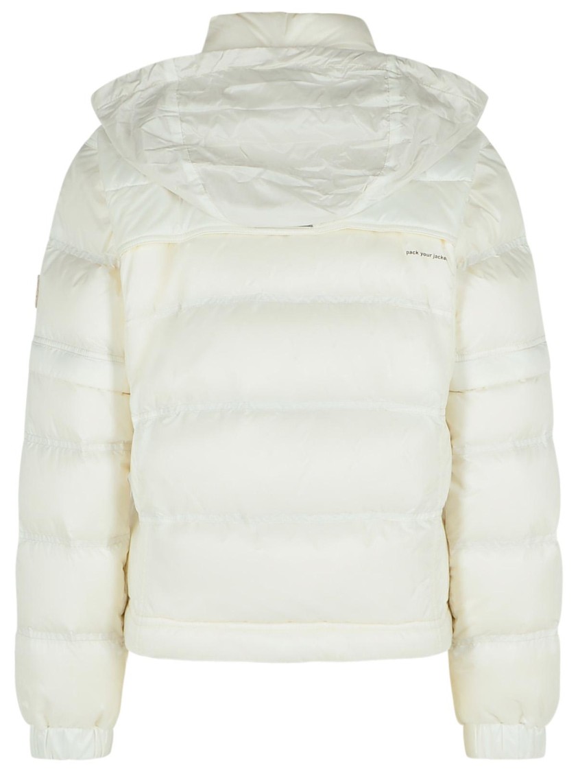 Moncler Grenoble 'mauduit' White Down Jacket With Logo Patch On The Sleeve In Tech Fabric Woman In White