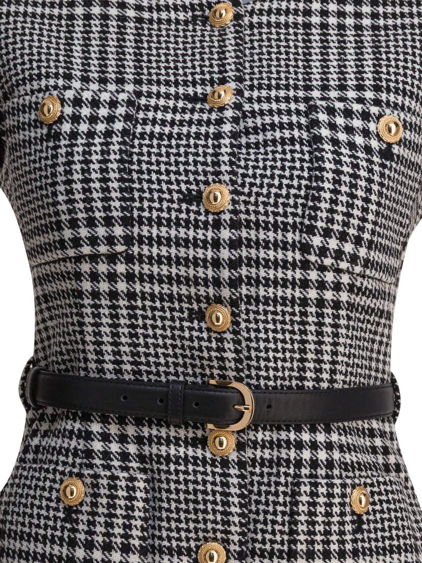Self-portrait Tailored Houndstooth Midi Dress In Gray
