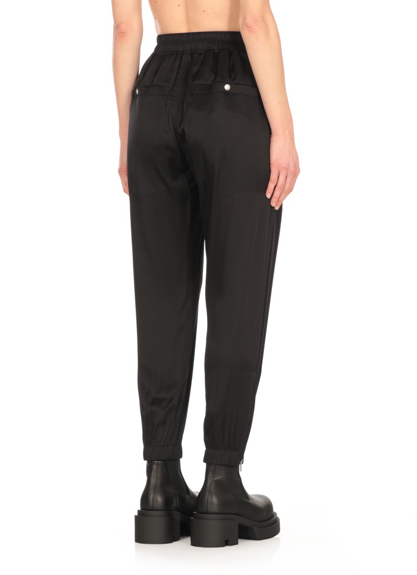 Rick Owens Tapered Black Viscose Blend Track Pants In Black