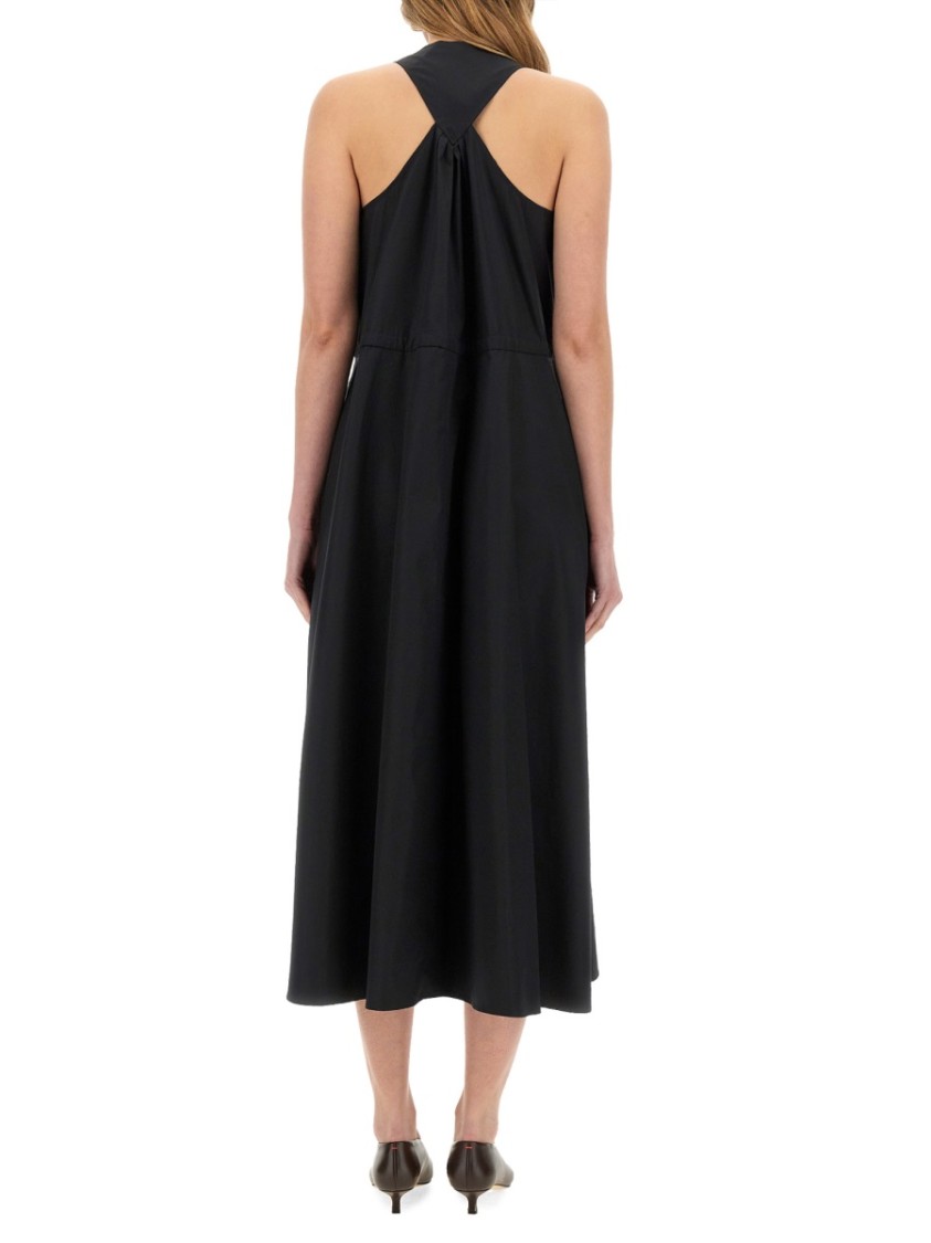 Aspesi Halter Neck Midi Length Sleeveless Dress Waist Tie In Black