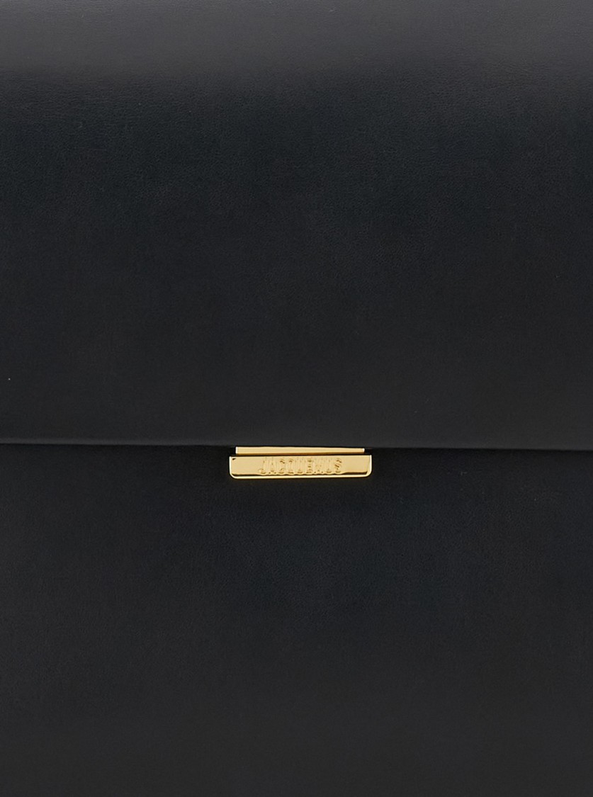 Shop Jacquemus The Grand Rond Carre Shoulder Bag In Black