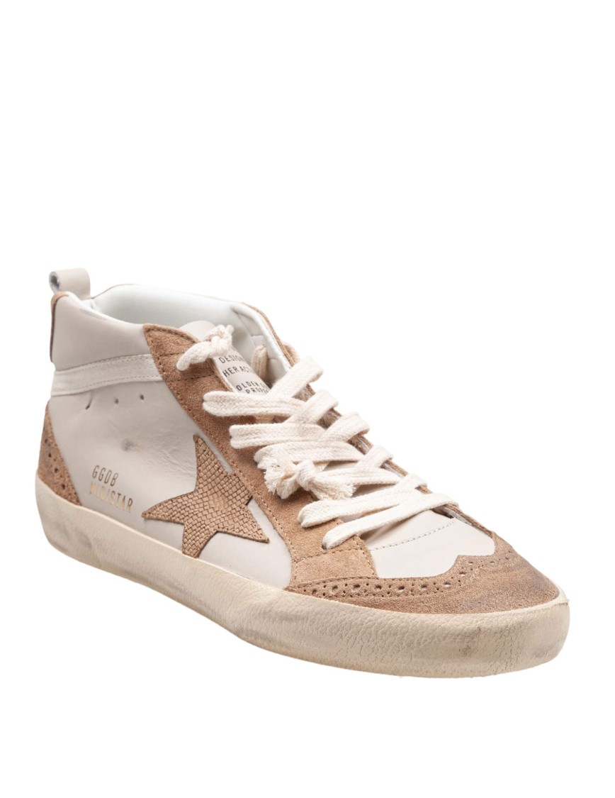 Golden Goose Mid Star Sneakers In Leather And Suede Color Grey/light Brown In Neutrals