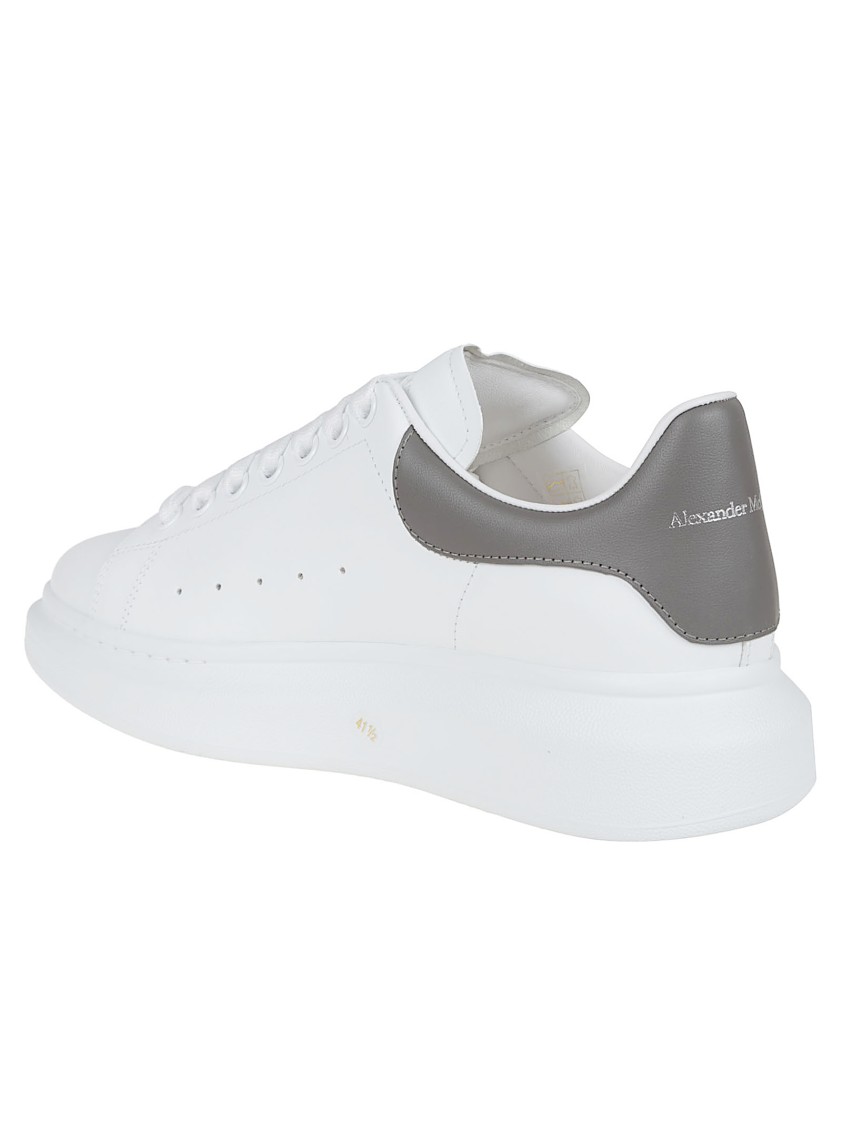 Alexander Mcqueen White Oversize Sneakers With Flat Laces And Contrasting Heel With Logo Lettering In Leather Man In Multi