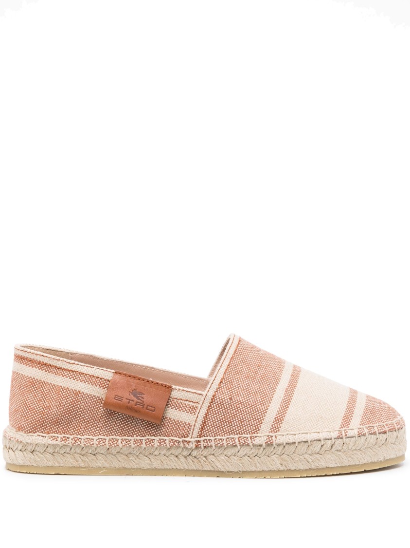 Etro Striped Canvas Espadrillas In Brown