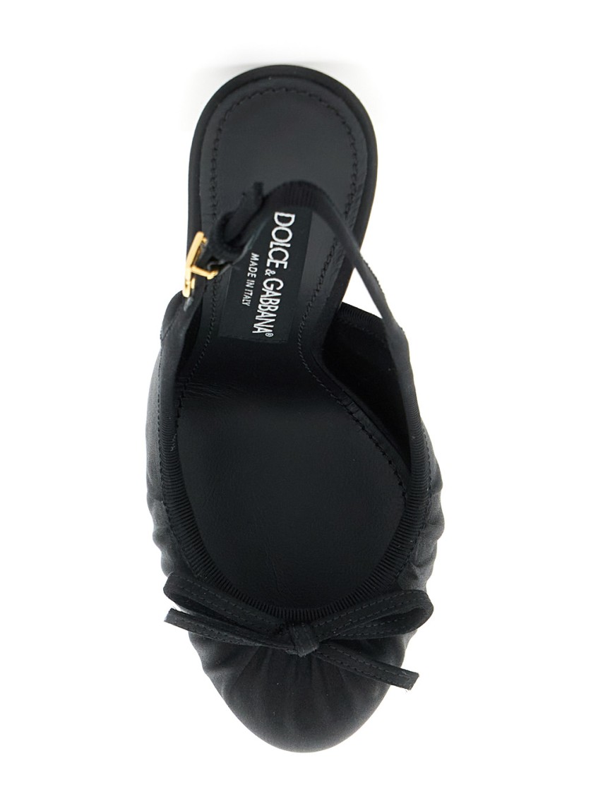 DOLCE & GABBANA DOLCE & GABBANA BLACK FABRIC PUMPS WITH METALLIC DG BUCKLE
