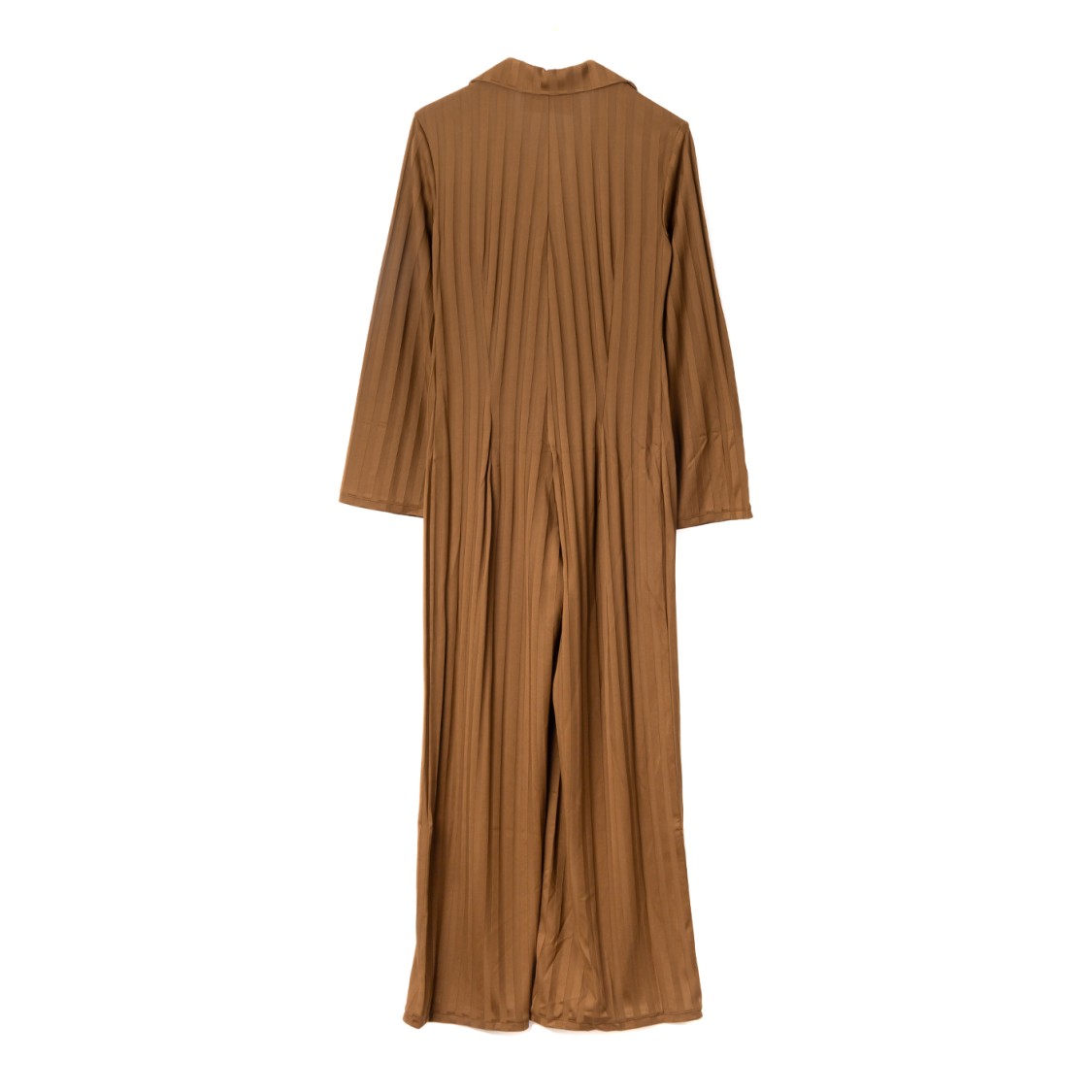 Viktor & Rolf Ribbed Jumpsuit With Notched Collar And Belted Waist In Brown
