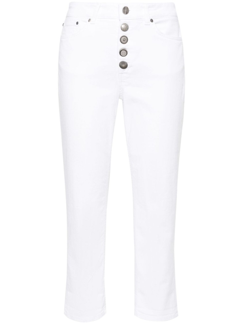 Dondup Cropped Cotton-blend Denim Jeans With Button Detailing