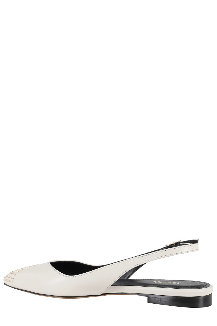 Isabel Marant Branee Studded Leather Slingback Flats In Neutrals