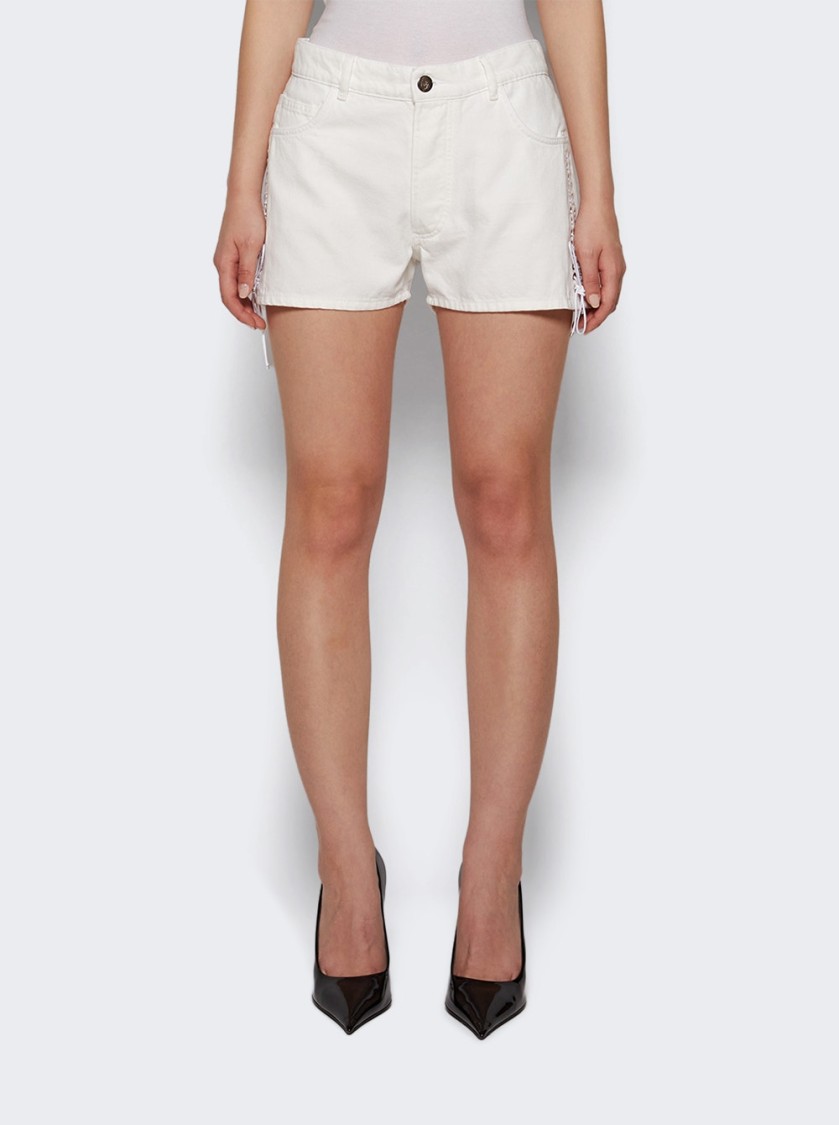 Ludovic De Saint Sernin Double Laced Up Shorts White Optical