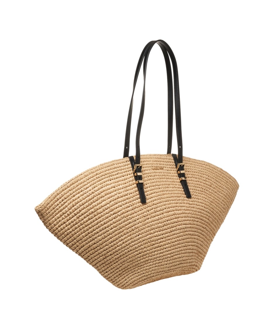 Michael Kors Textured Straw Shopper With Leather Handles