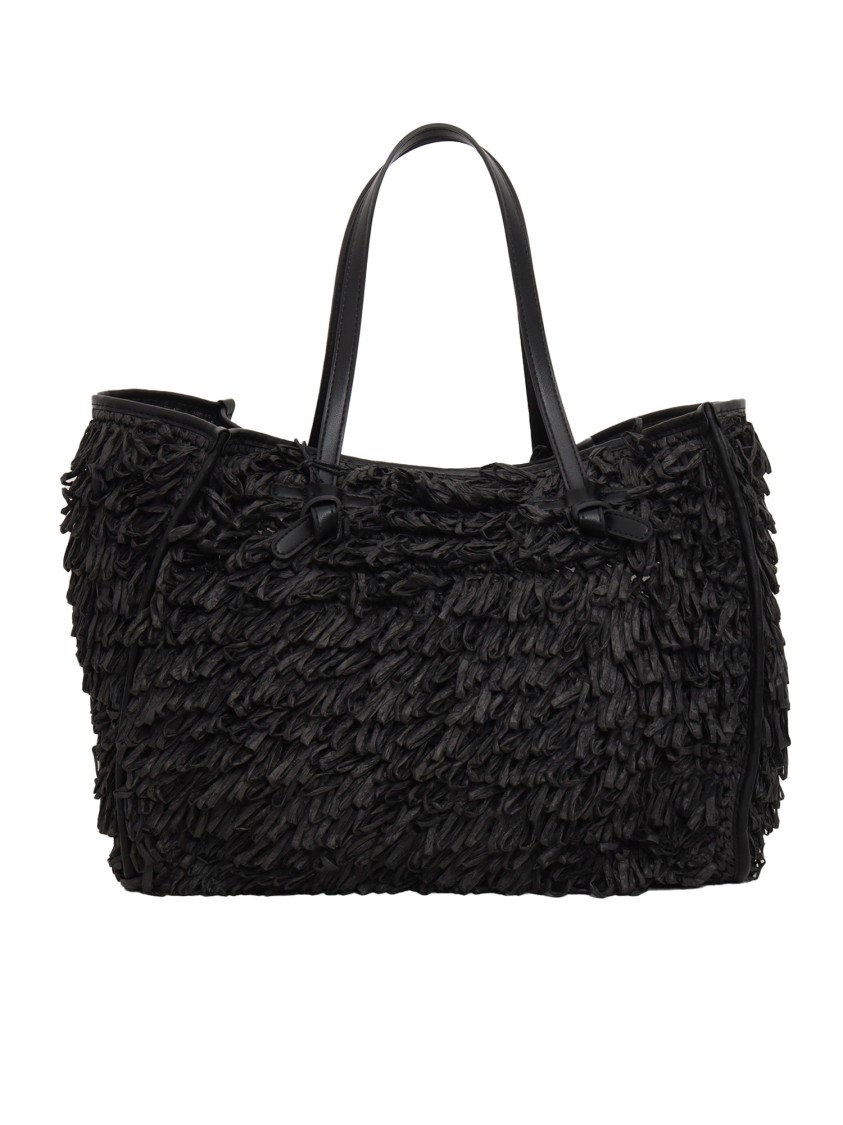Gianni Chiarini Fringe-design Raffia Tote With Leather Handles