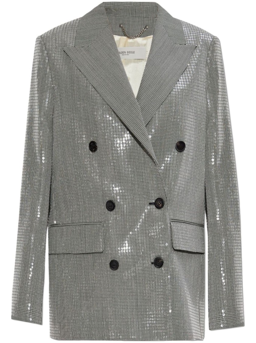 Golden Goose Deluxe Brand Micro Pied De Poule Check Blazer In Grey