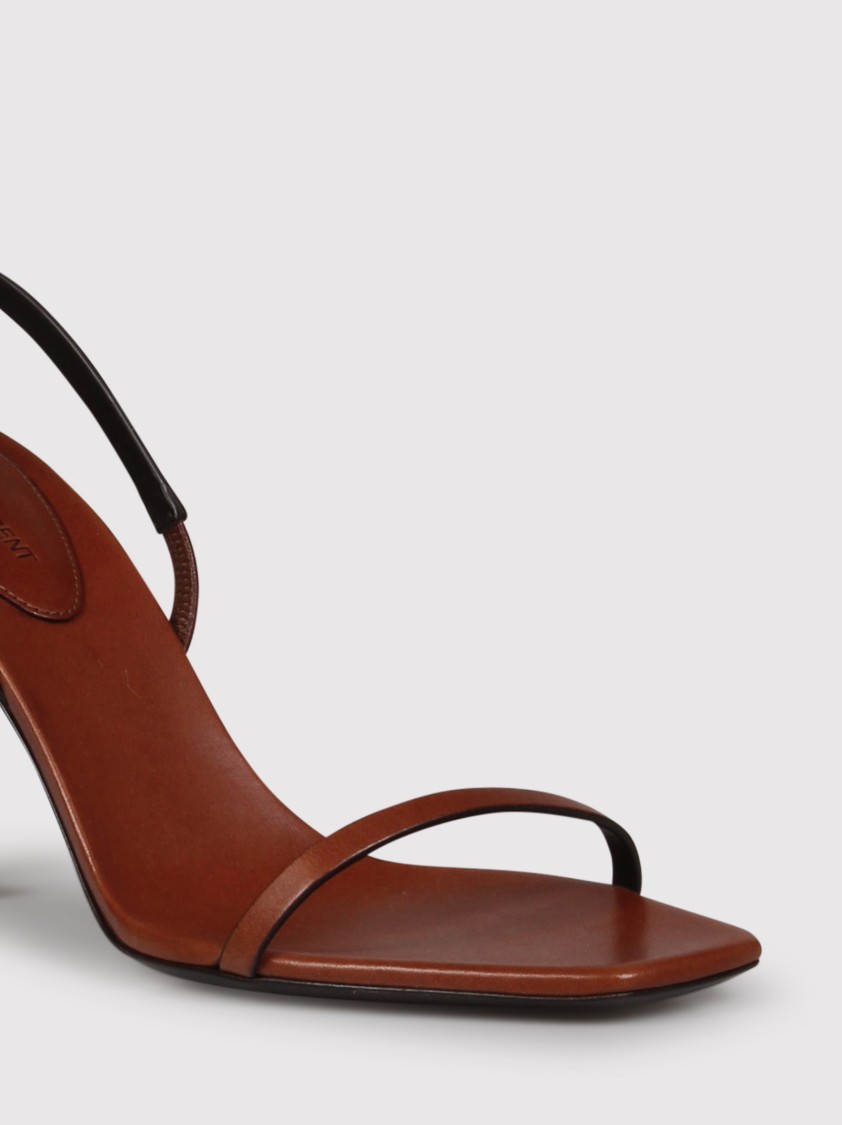 Saint Laurent Opyum 85 Leather Slingback Sandals In Brown