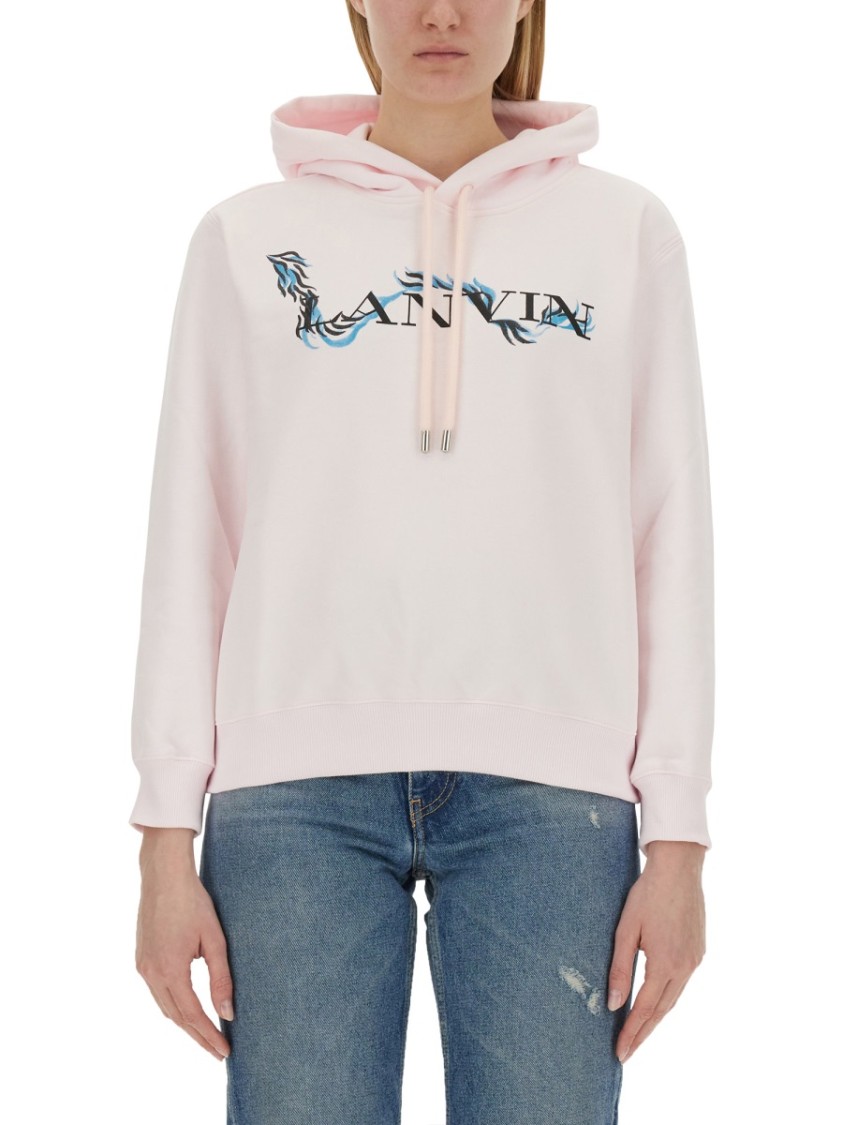 Lanvin Relaxed Fit Cotton Sweatshirt With Front Print In White
