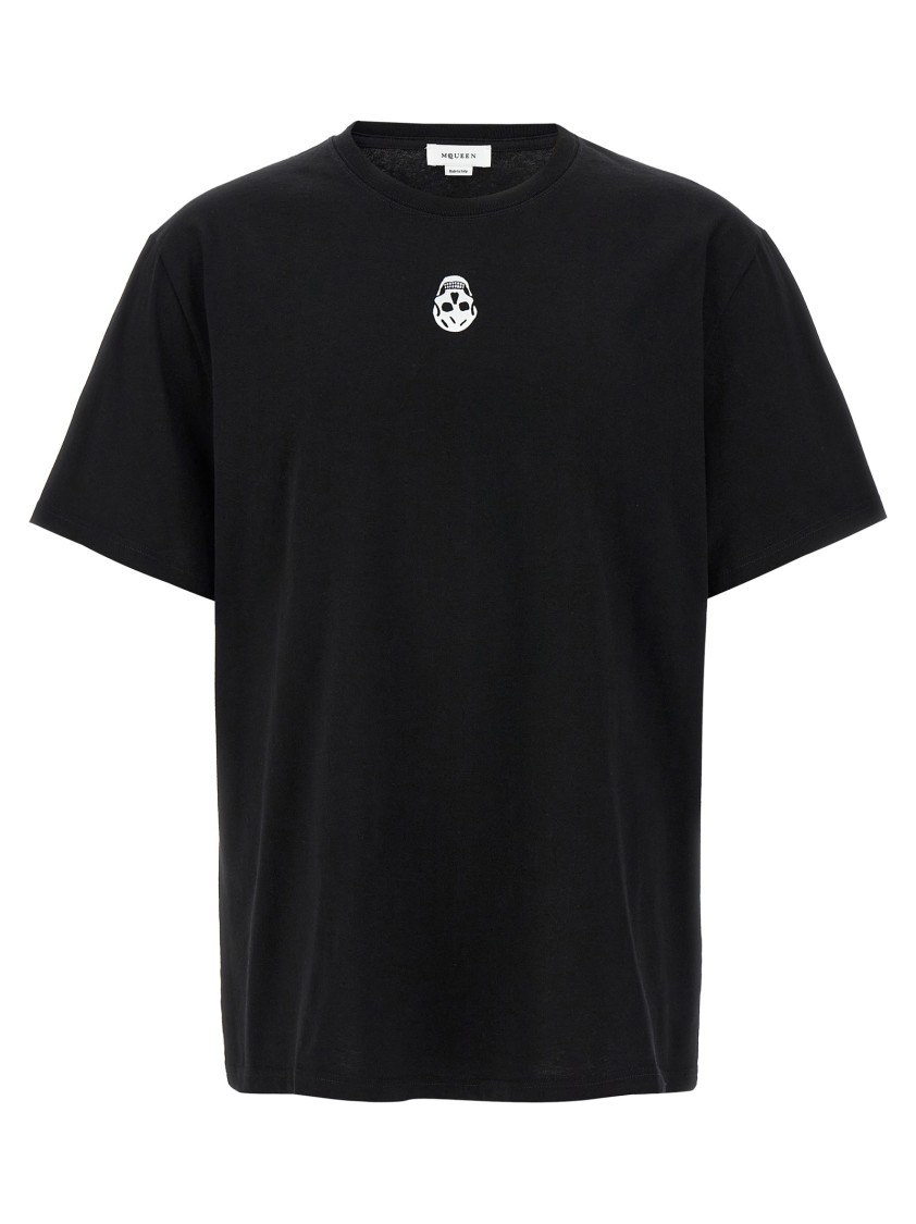 Alexander Mcqueen Mcqueen Flocked 'skull' T Shirt In Black