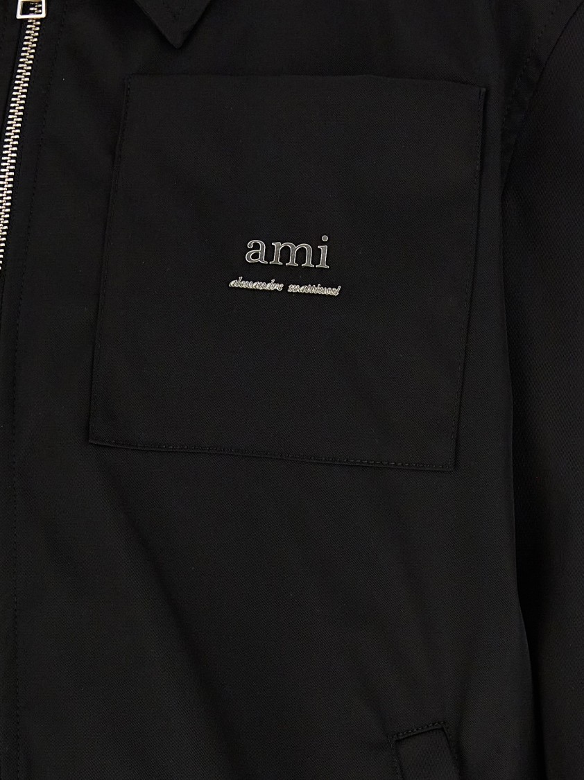 Ami Alexandre Mattiussi Ami Sleek Black Jacket With Versatile Two-way Zip