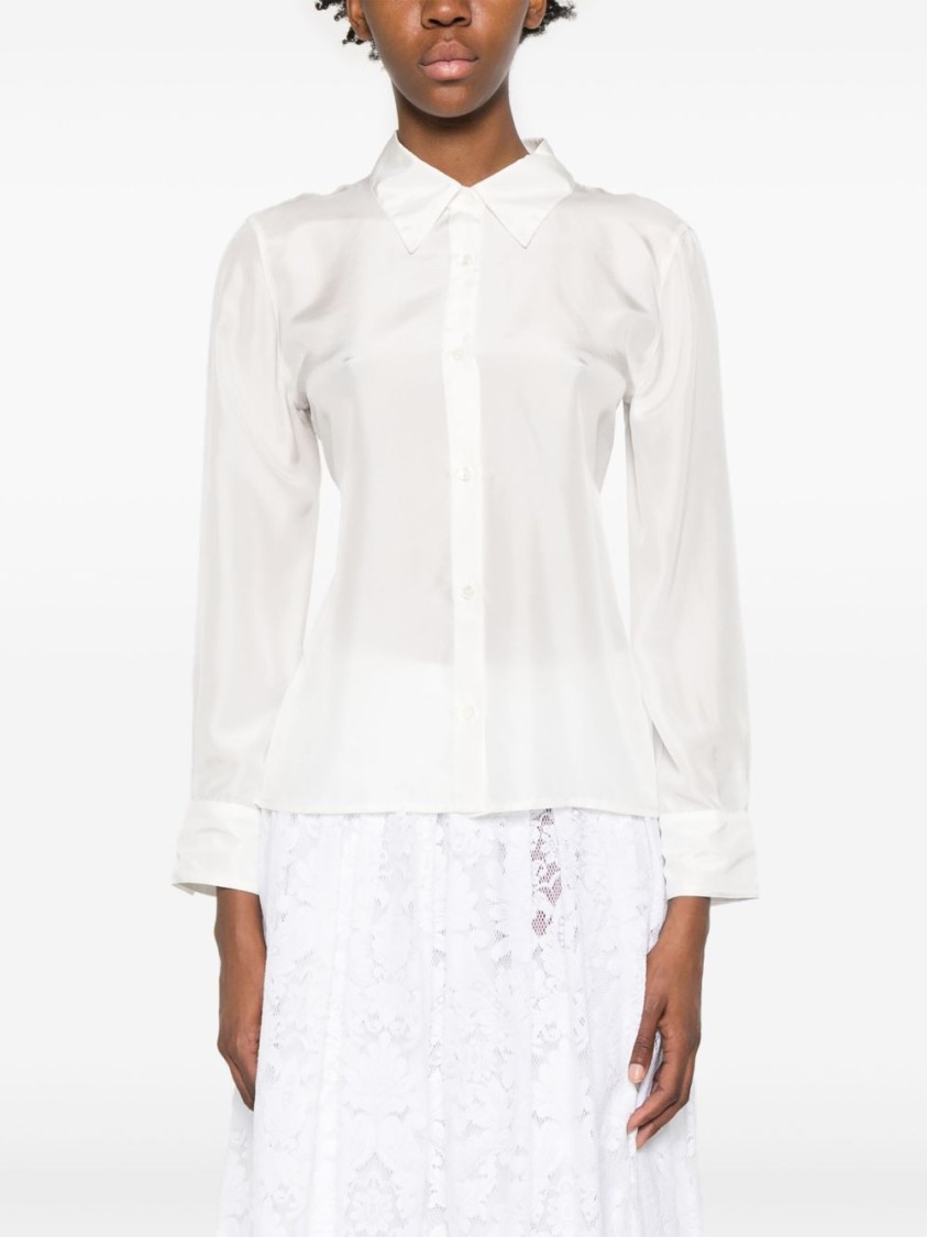 Jucca White Silk Shirt With Front Button Fastening In White