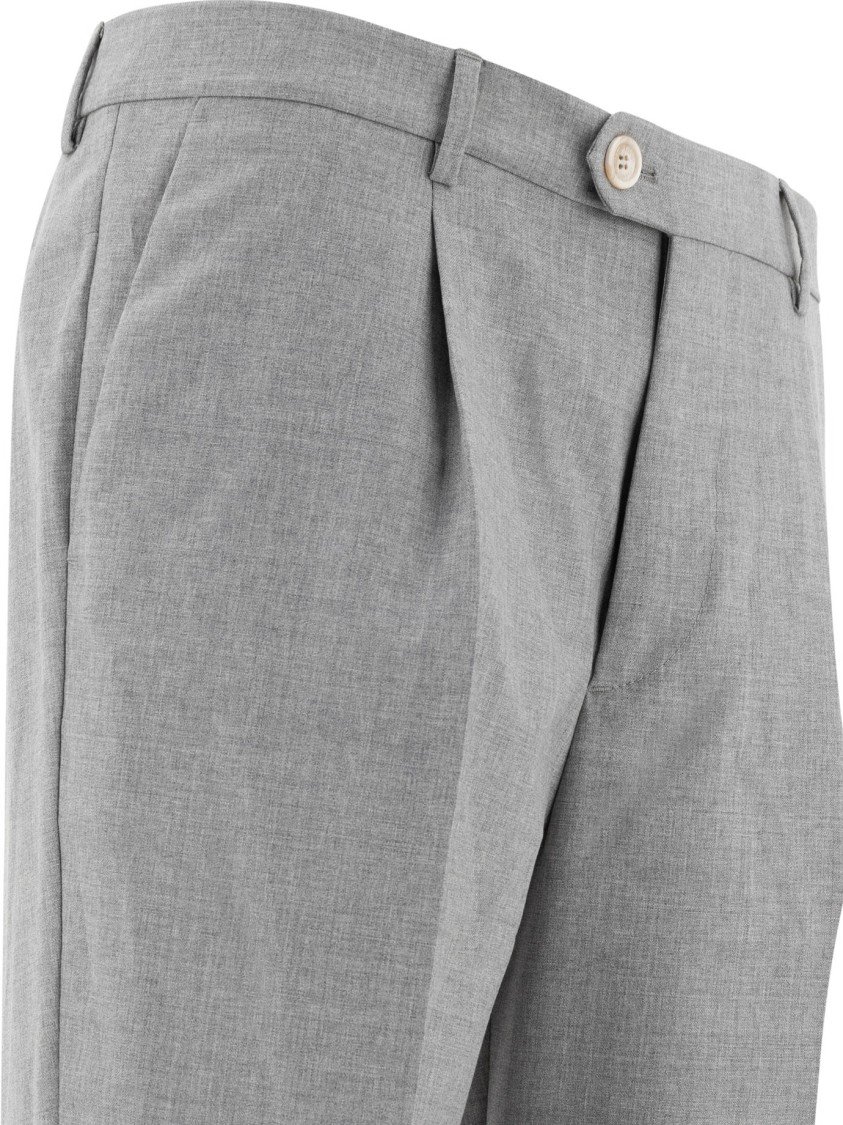 Brunello Cucinelli Tailored Grey Wool Trousers In Gray