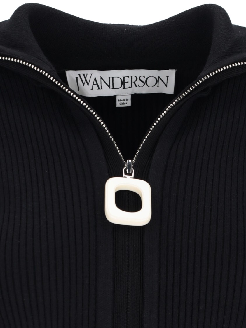 Jw Anderson J. W. Anderson Fitted Cardigan With Zipper In Black