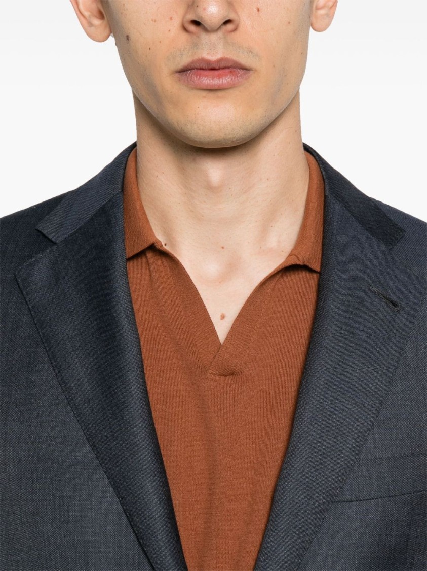 Corneliani Polo Design Brown Sweater With Relaxed Fit In Brown