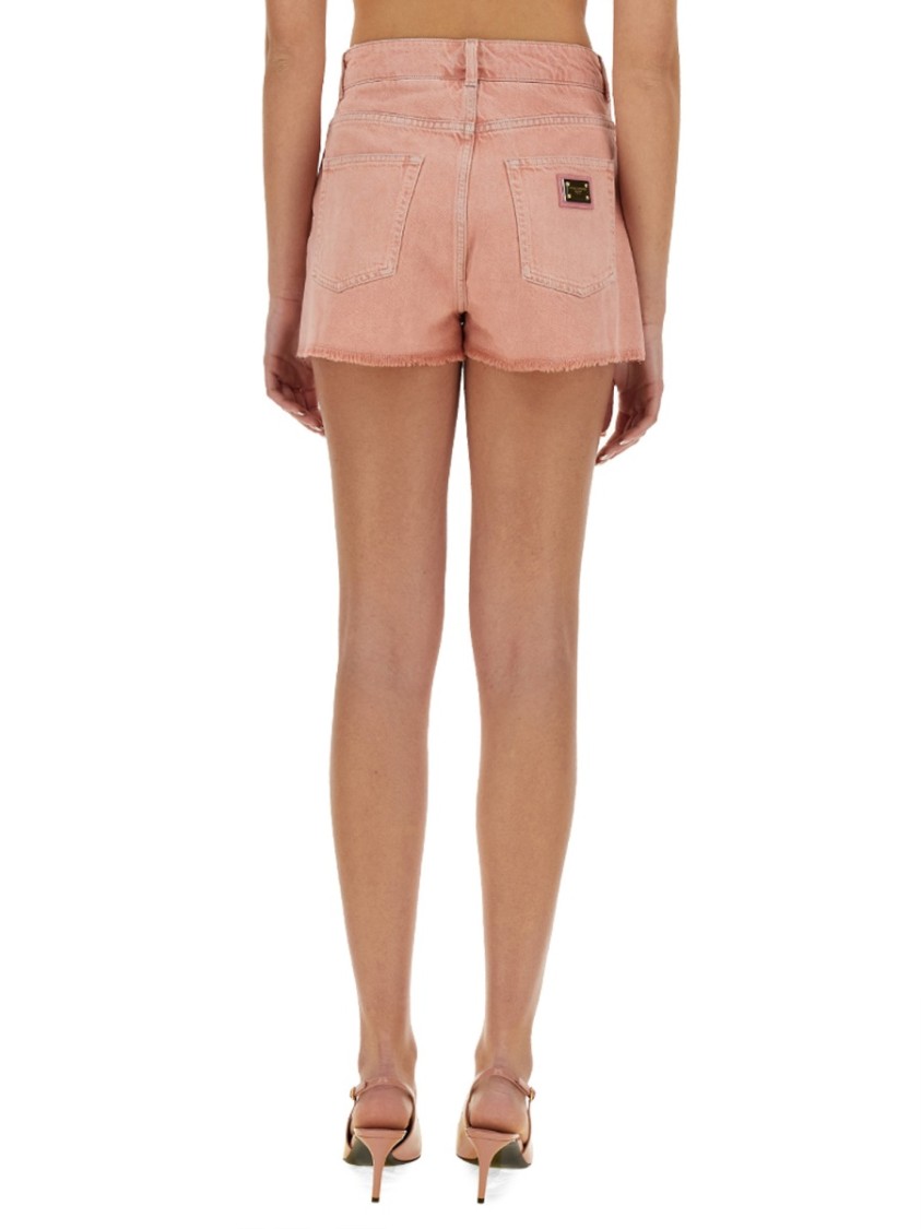 Dolce & Gabbana Regular Rise Flared Denim Shorts Clothing In Pink