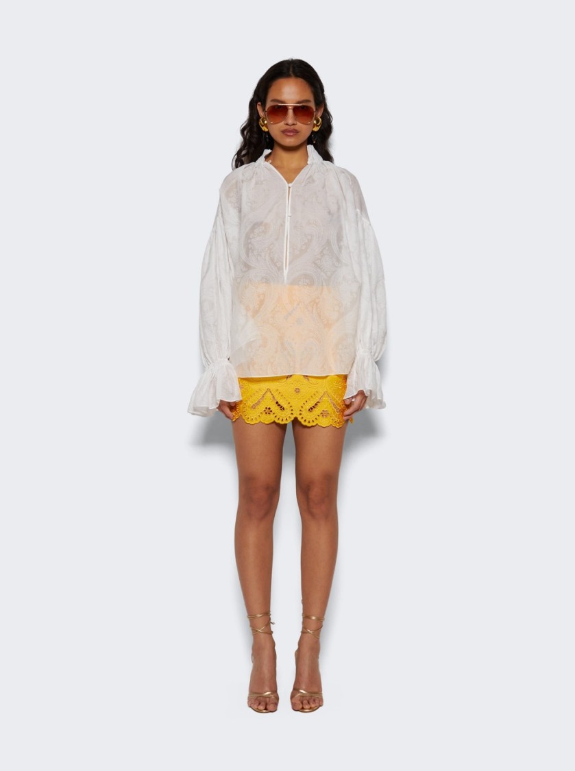 Etro Scalloped Hem Mini Skirt With Intricate Cut-out Designs