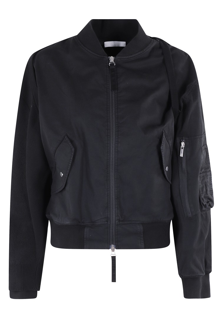 Helmut Lang Cotton Blend Bomber Jacket In Black