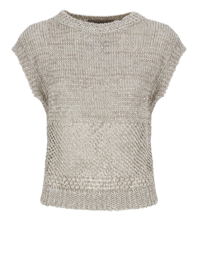 D Exterior D. Exterior Beige Linen Knit Top