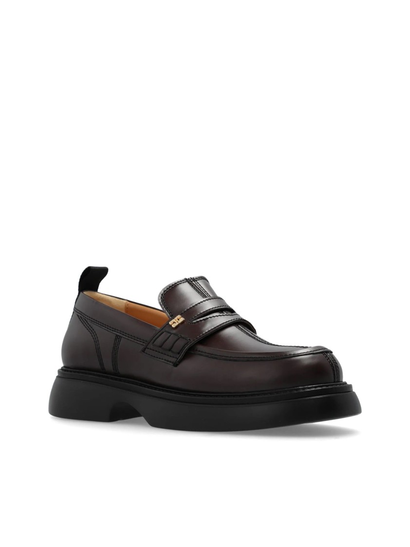 Ganni Everyday Loafer Patent In Brown