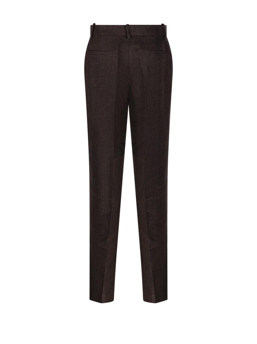 Shop P.a.r.o.s.h Parosh Tailored Brown Linen Pants In Black