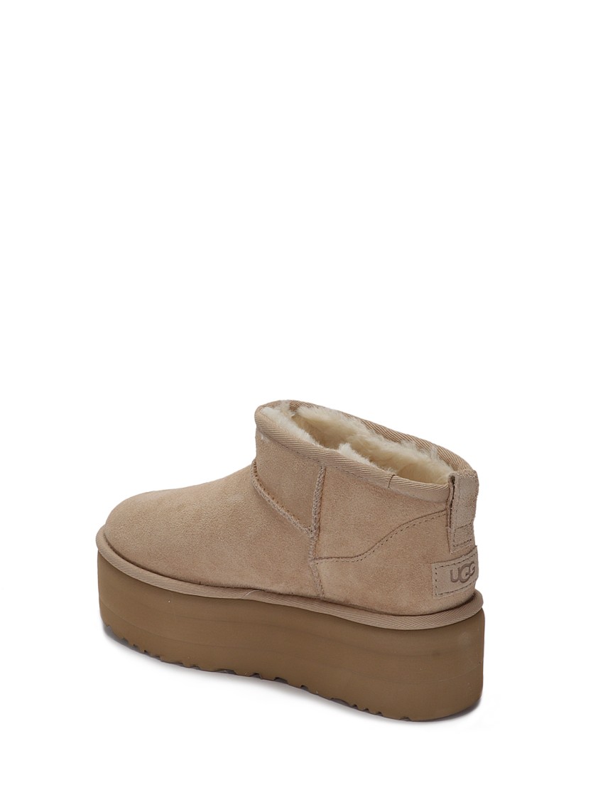 Ugg Sand Classic Ultra Mini Platform Boots In Neutrals