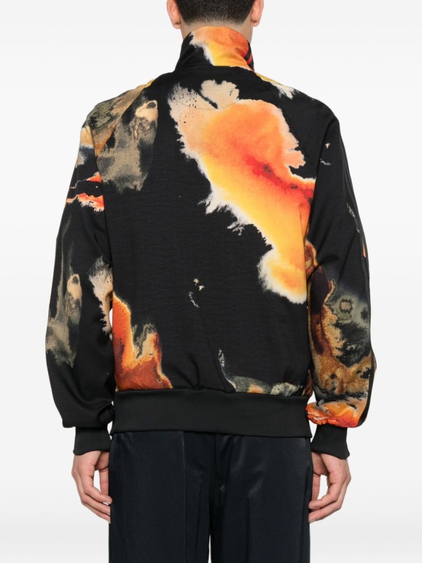 Y-3 Abstract Pattern Sweatshirt With Zip Fastening And Ribbed Edges In Black