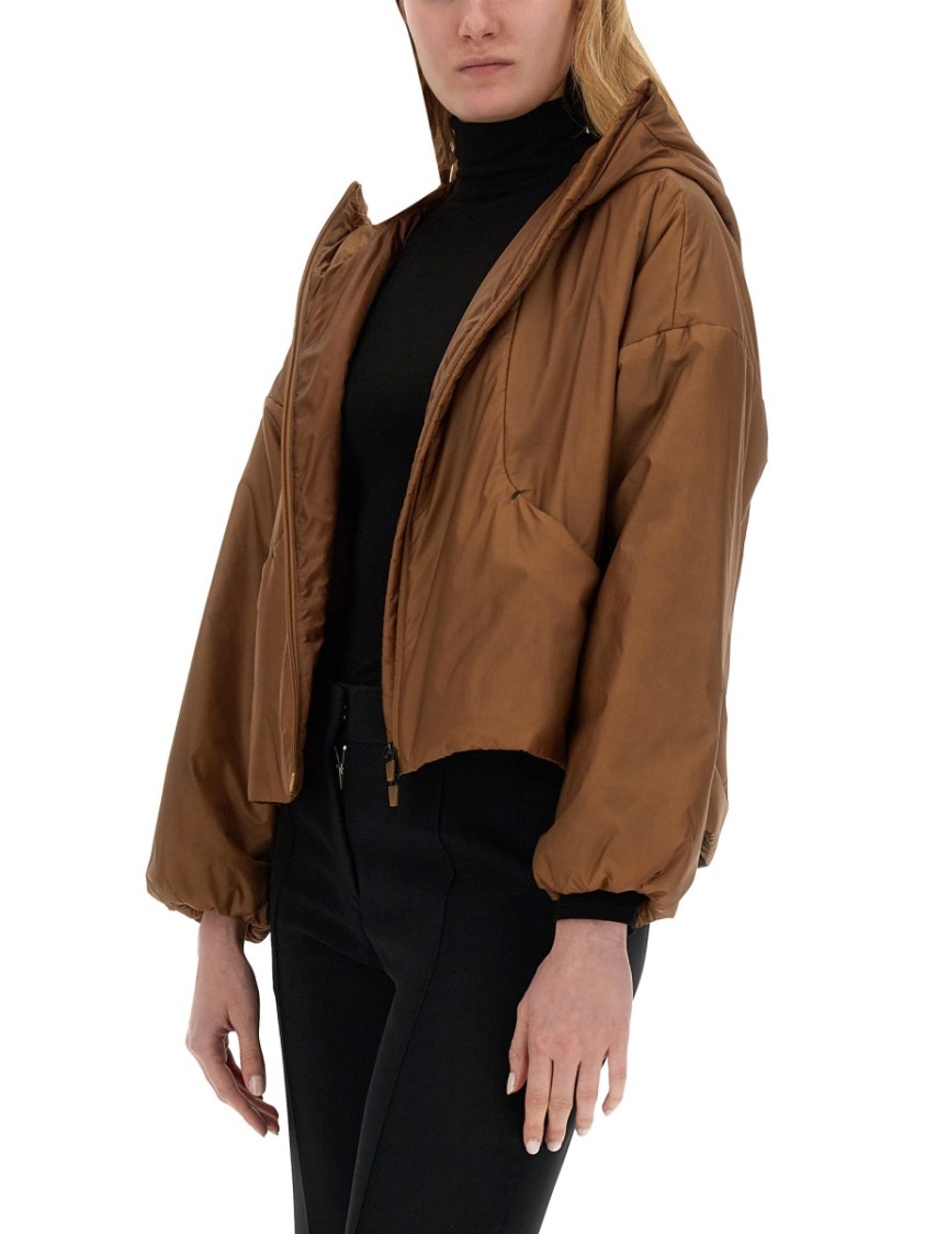 Herno Cropped Brown Nylon Jacket In Brown