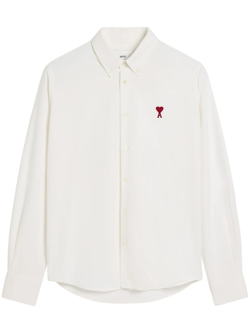 Ami Alexandre Mattiussi Ami Classic Button-down Shirt With Heart Logo In White