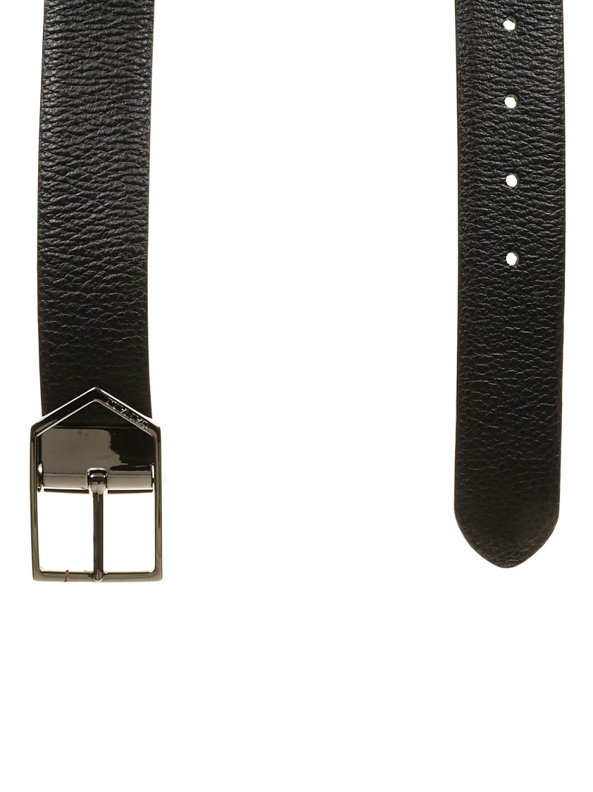 Canali Calf Leather Belt With Textured Finish
