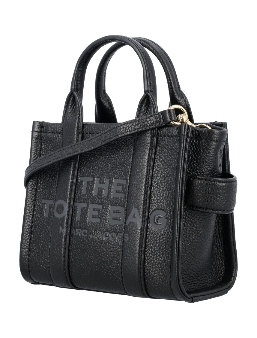 Marc Jacobs The Mini Tote Leather Bag In Black