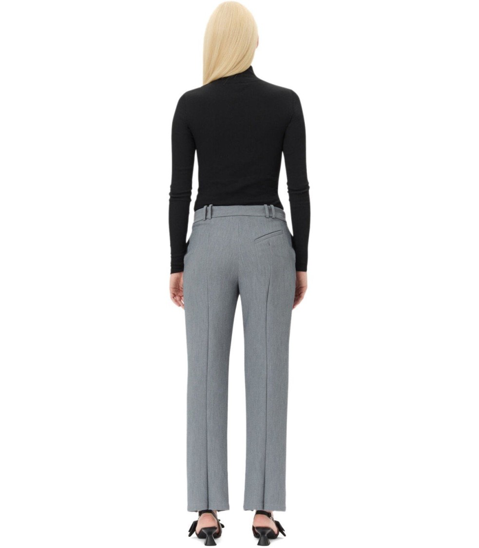 Ganni Grey Melange Trouser In Gray