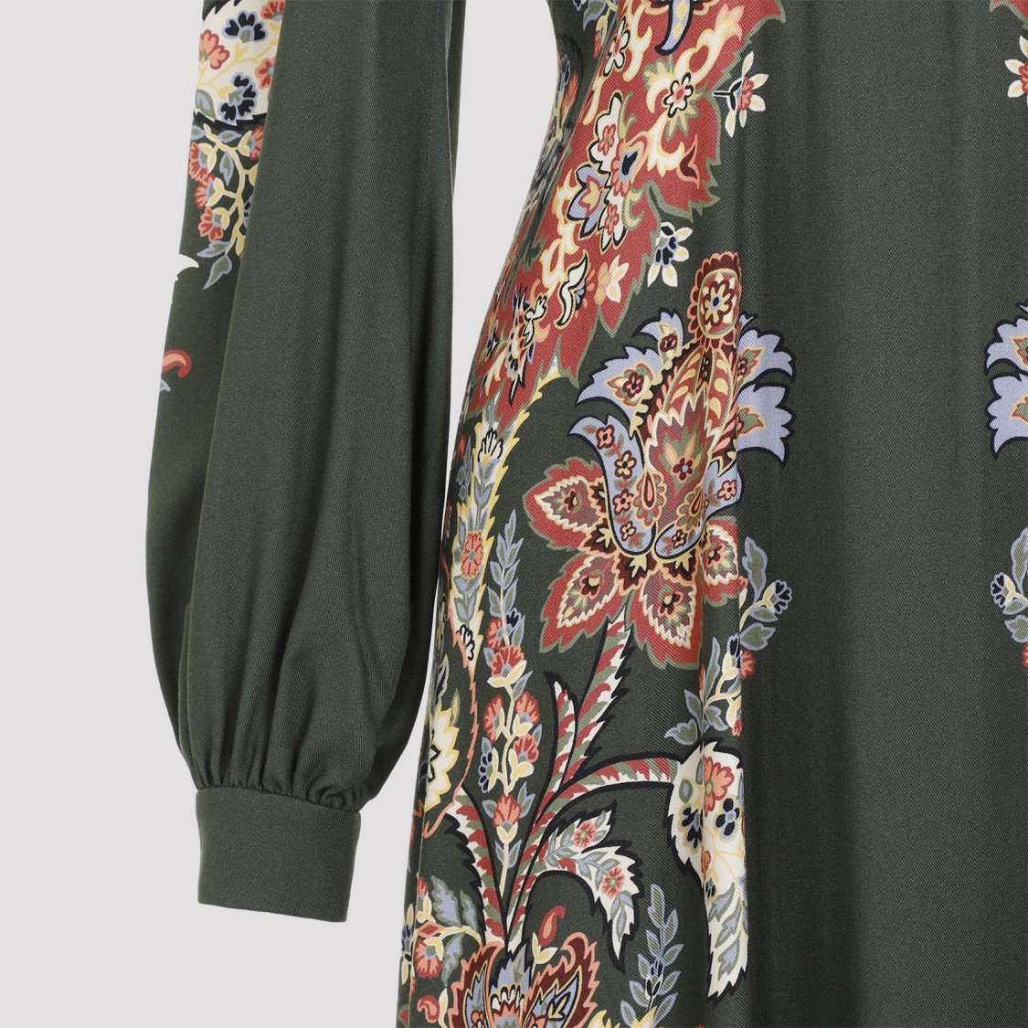 Shop Etro Viscose Dress With Floral Patterns In Green